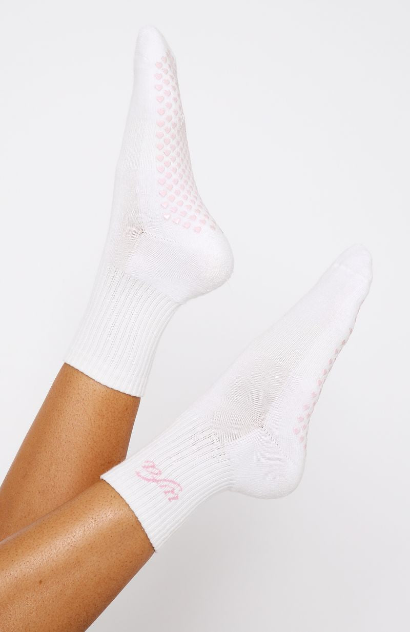 Trending Energy Is Infinite Grip Socks WhitePink
