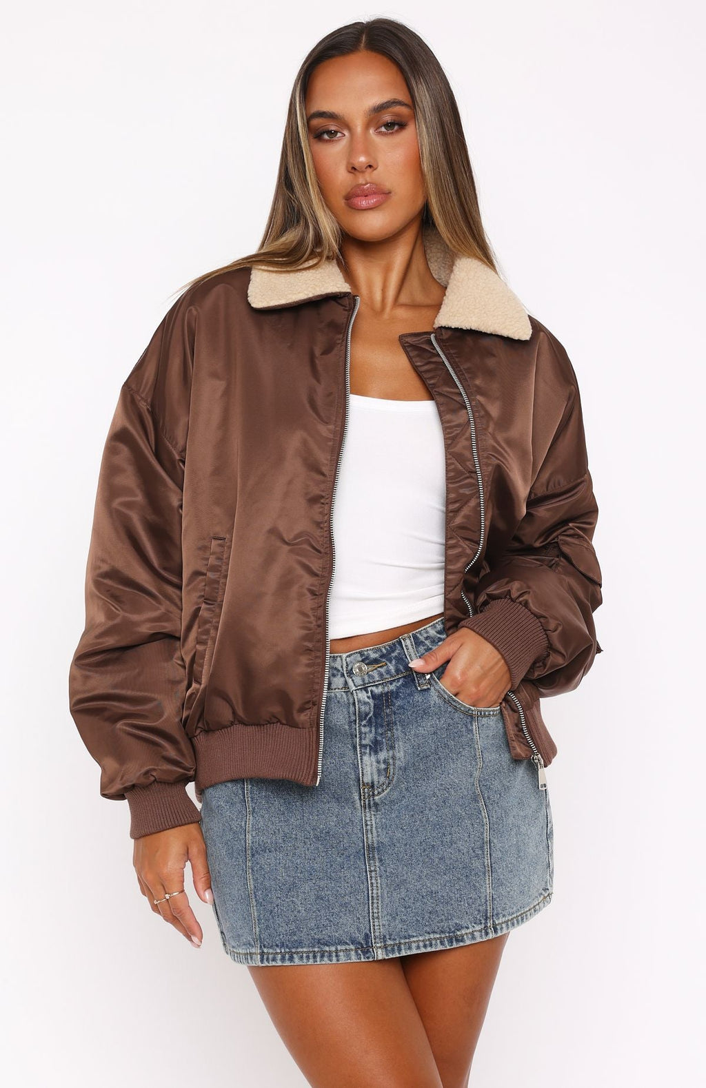 Trending No Airtime Bomber Jacket Chocolate
