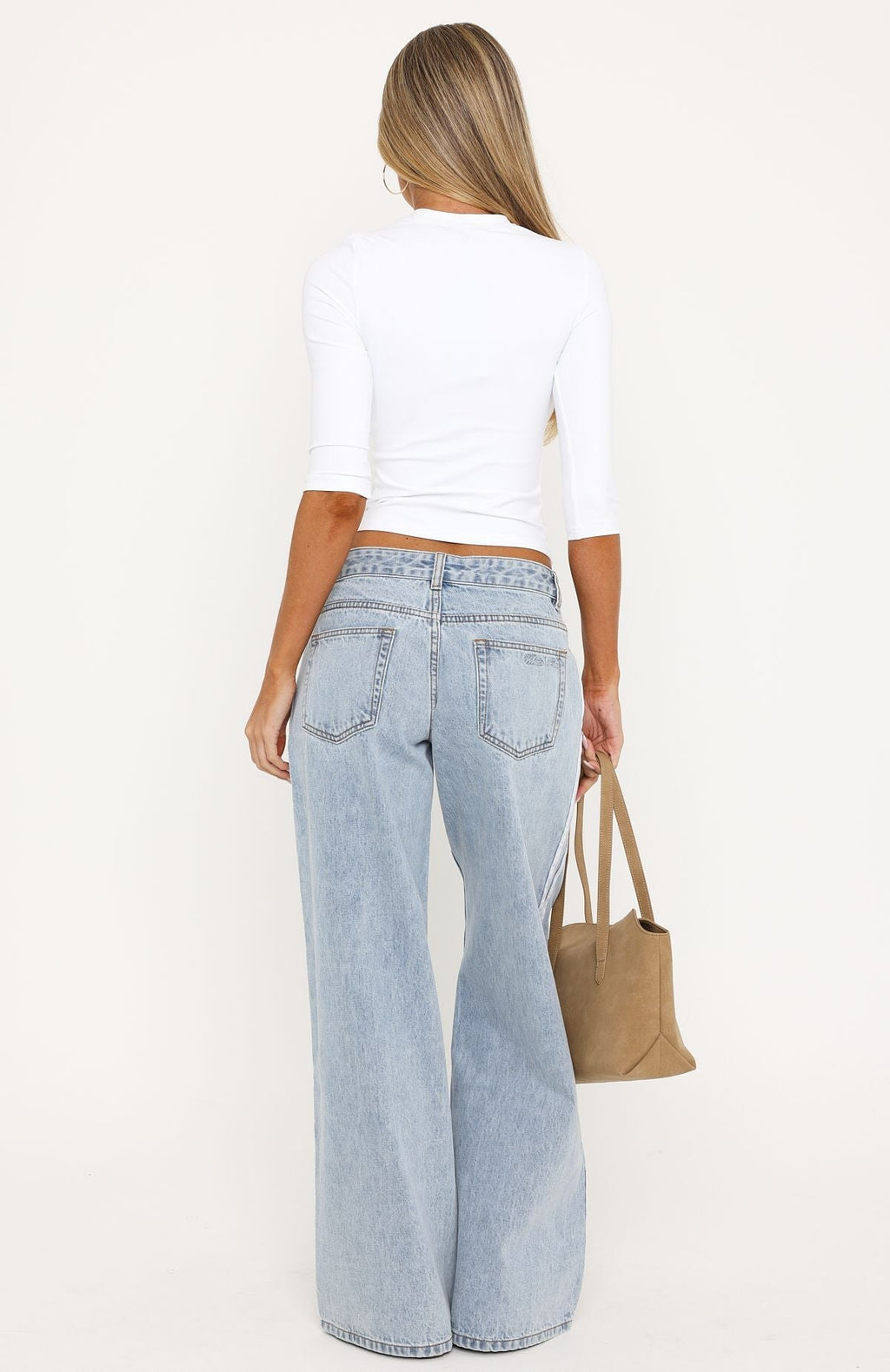 Trending Hand On My Heart Low Rise Wide Leg Jeans Mid Blue Wash