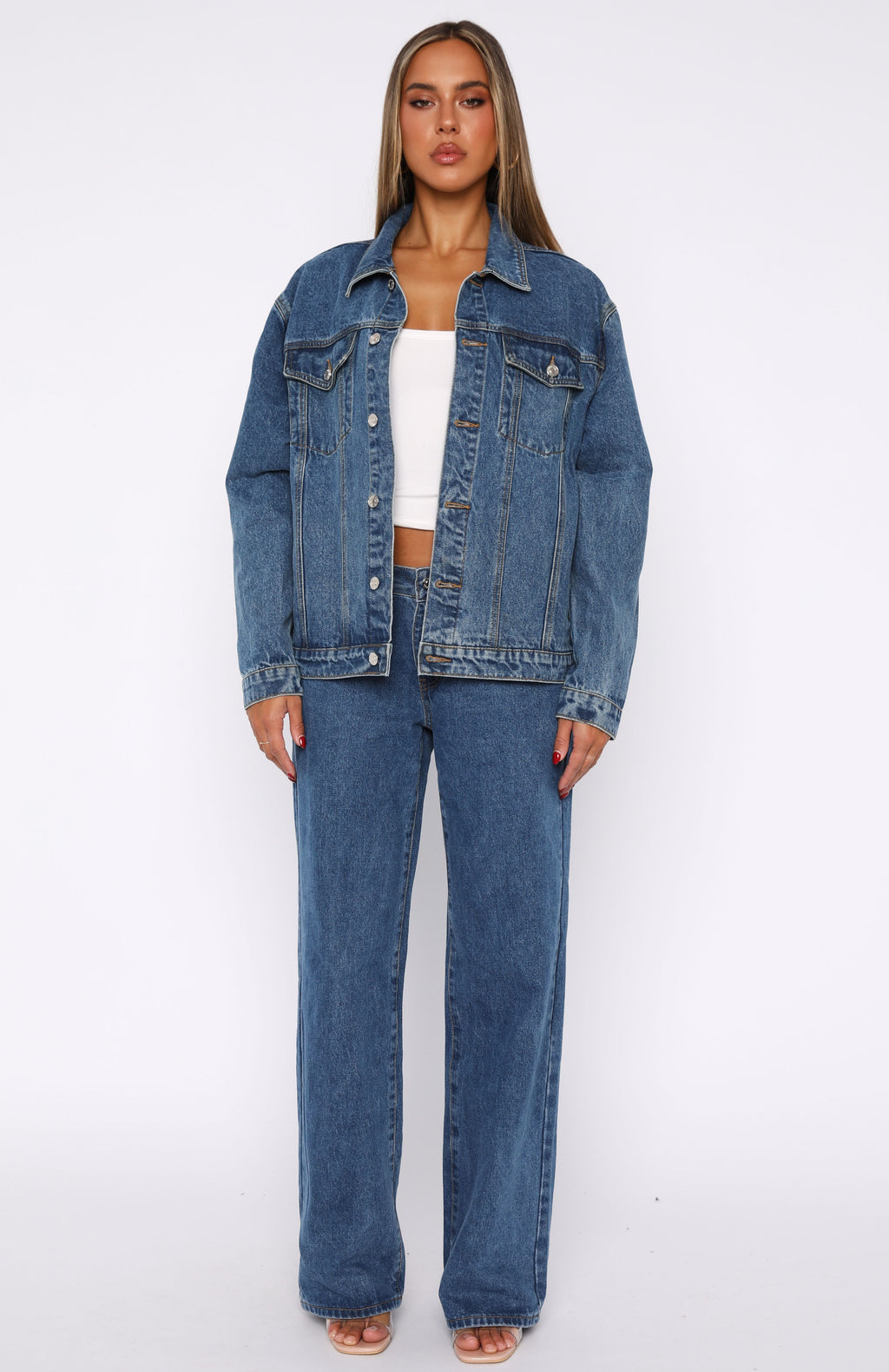 Trending Bring The Style Low Rise Wide Leg Jeans Admiral Blue