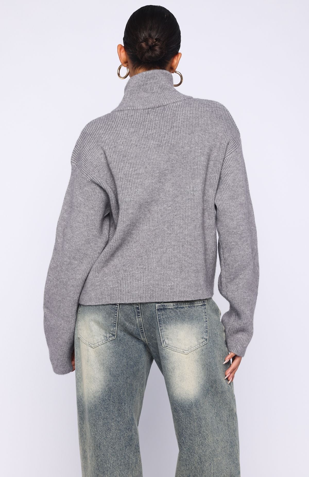 Trending Violetta Zip Knit Cardigan Smokey Grey
