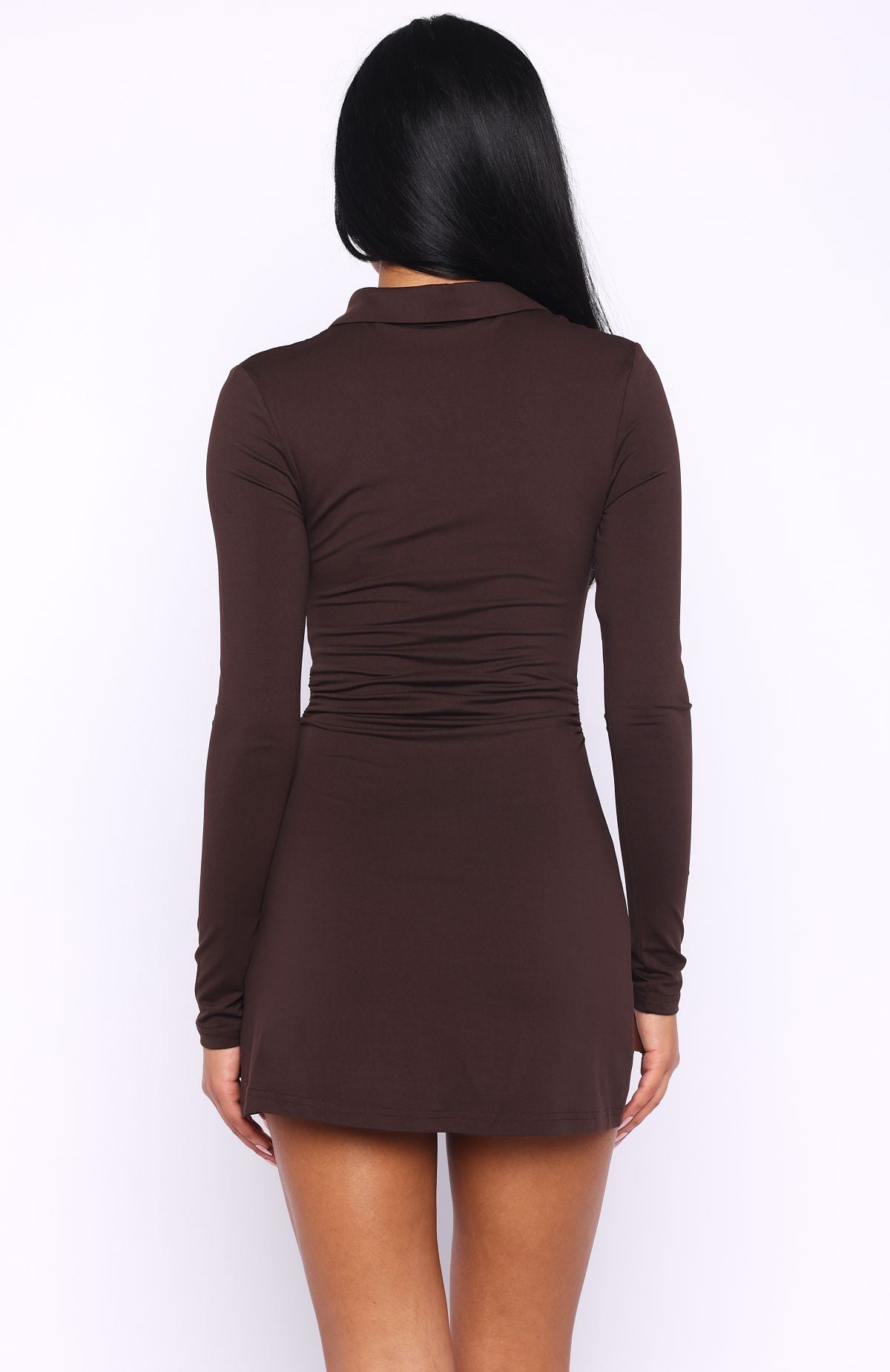 Trending Its All For You Long Sleeve Mini Dress Chocolate