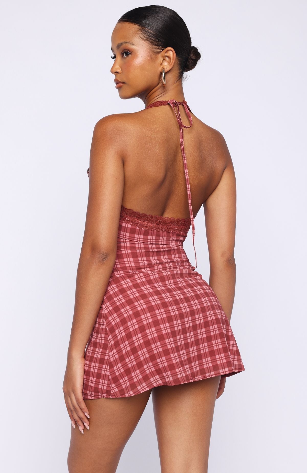 Trending A Girls Girl Mini Dress Berry Plaid