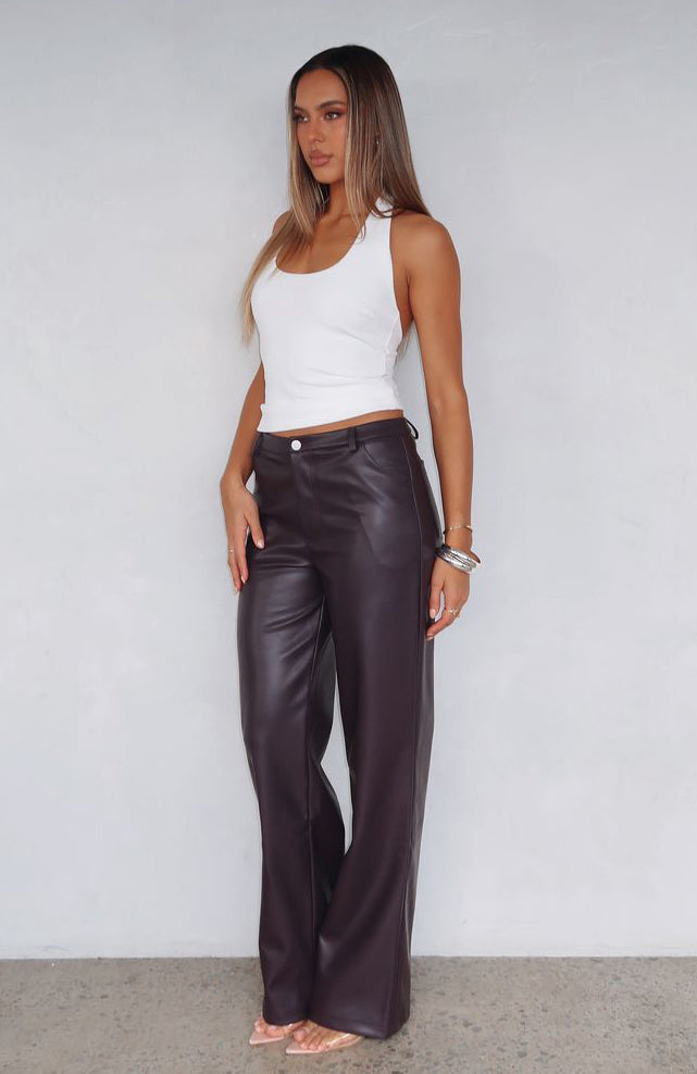 Trending Life Affair PU Pants Deep Mauve