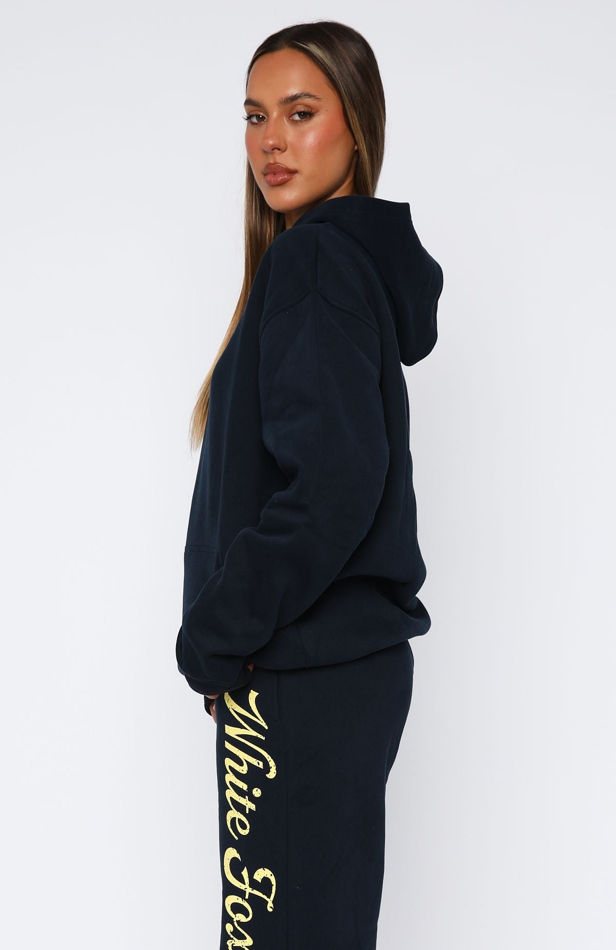 Trending The Good Life Back Graphic Oversized Hoodie Navy