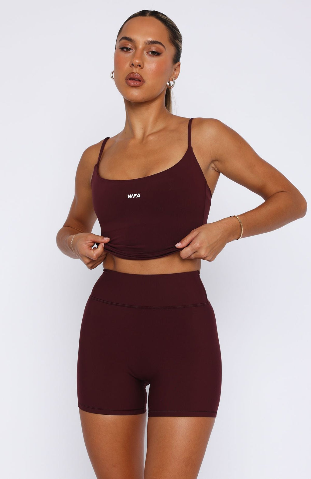 Trending Keep Up High Waisted Shorts 4 Merlot