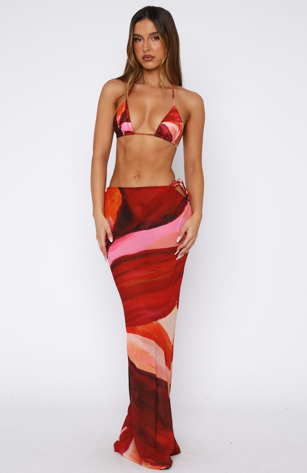 Trending Luminous Maxi Skirt Sunset Petal