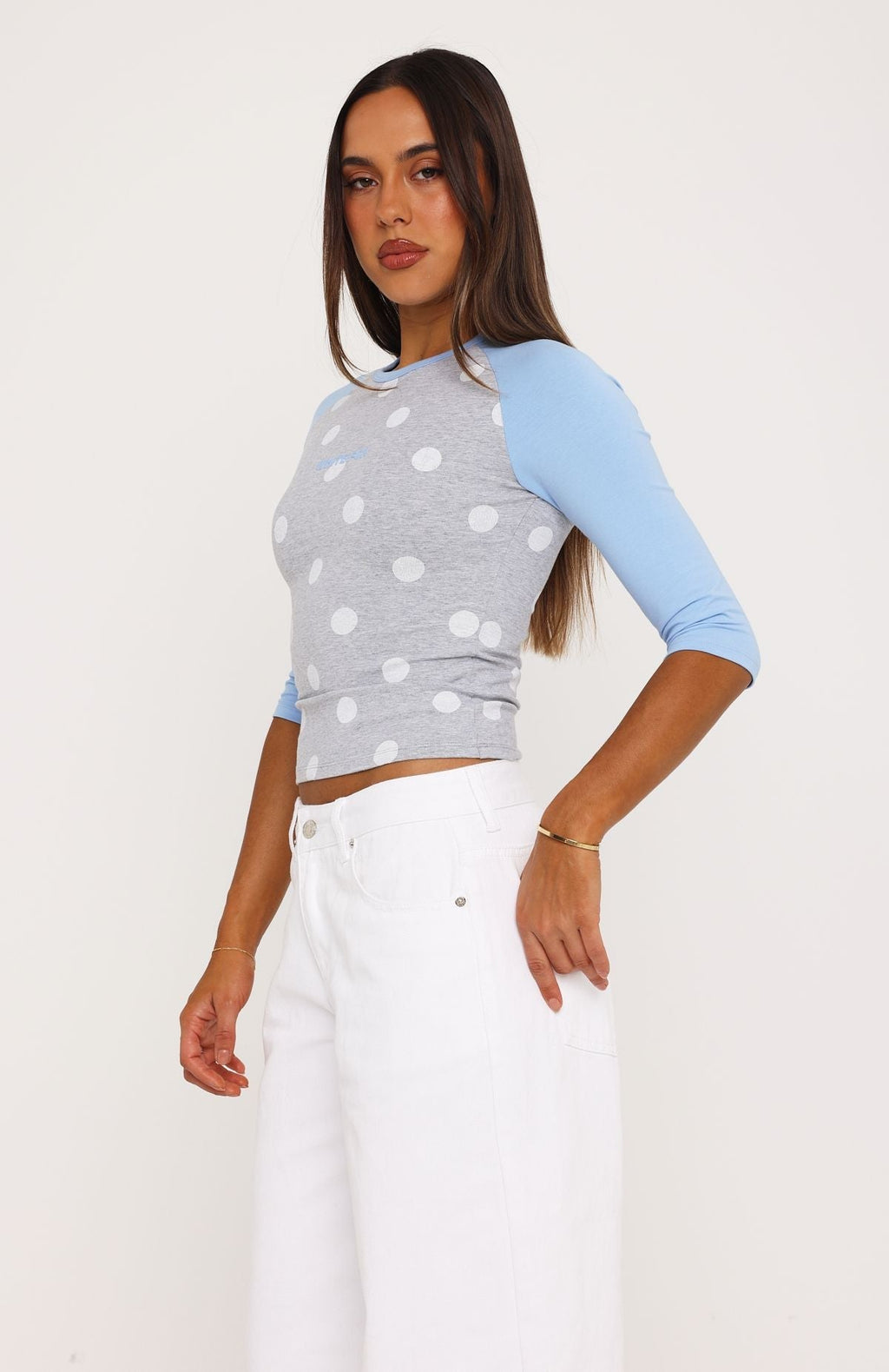 Trending Remy 34 Sleeve Top GreyBlue