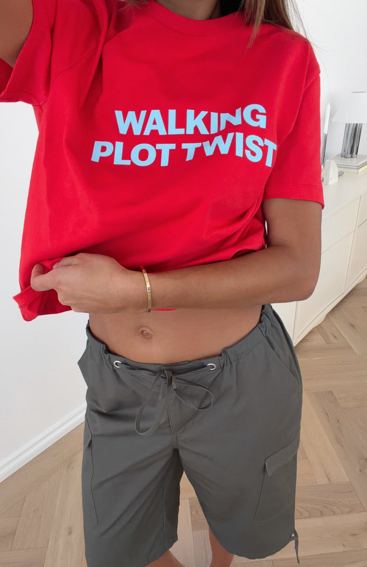 Trending Walking Plot Twist Tee Red