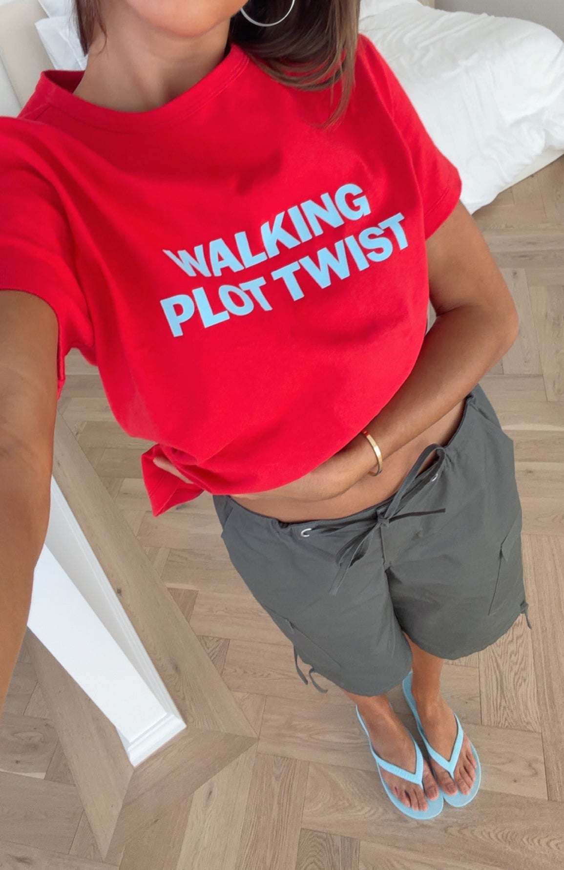 Trending Walking Plot Twist Tee Red