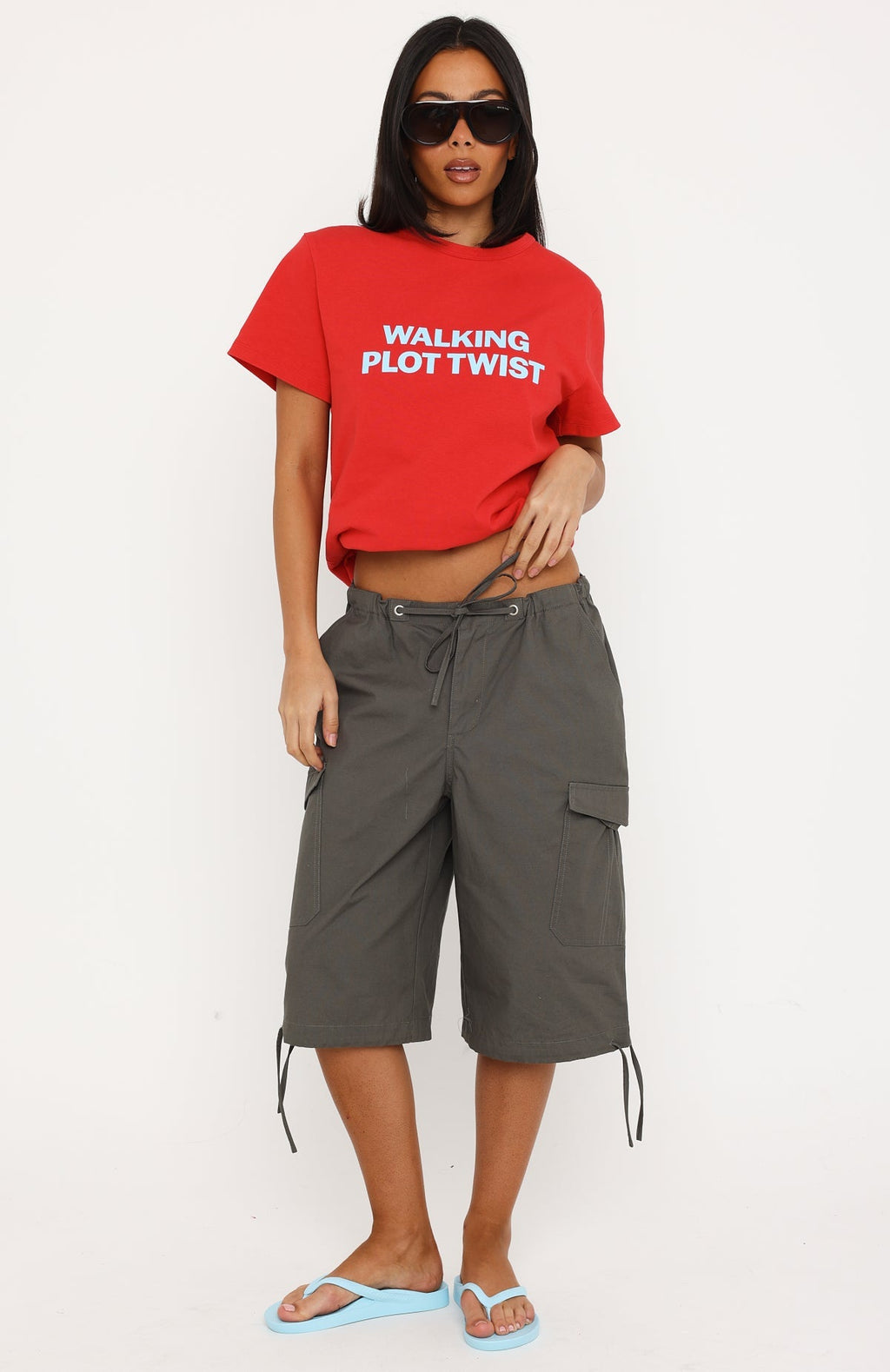 Trending Walking Plot Twist Tee Red
