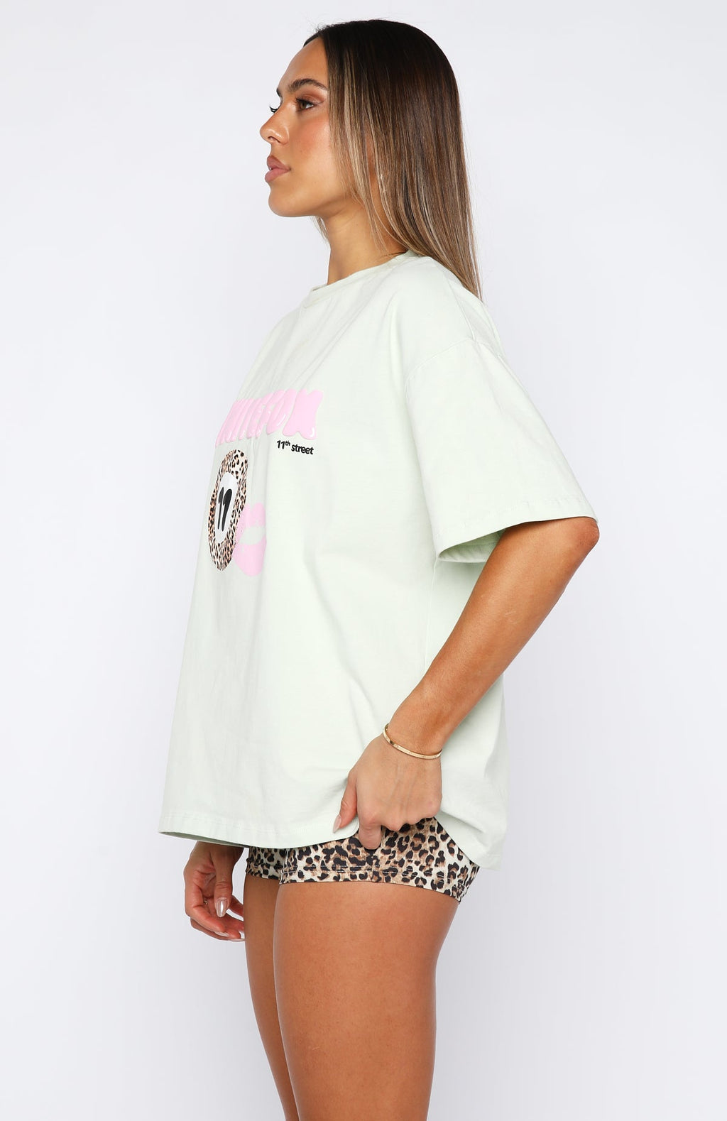 Trending 11th Street Concrete Jungle Oversized Tee Iced Matcha