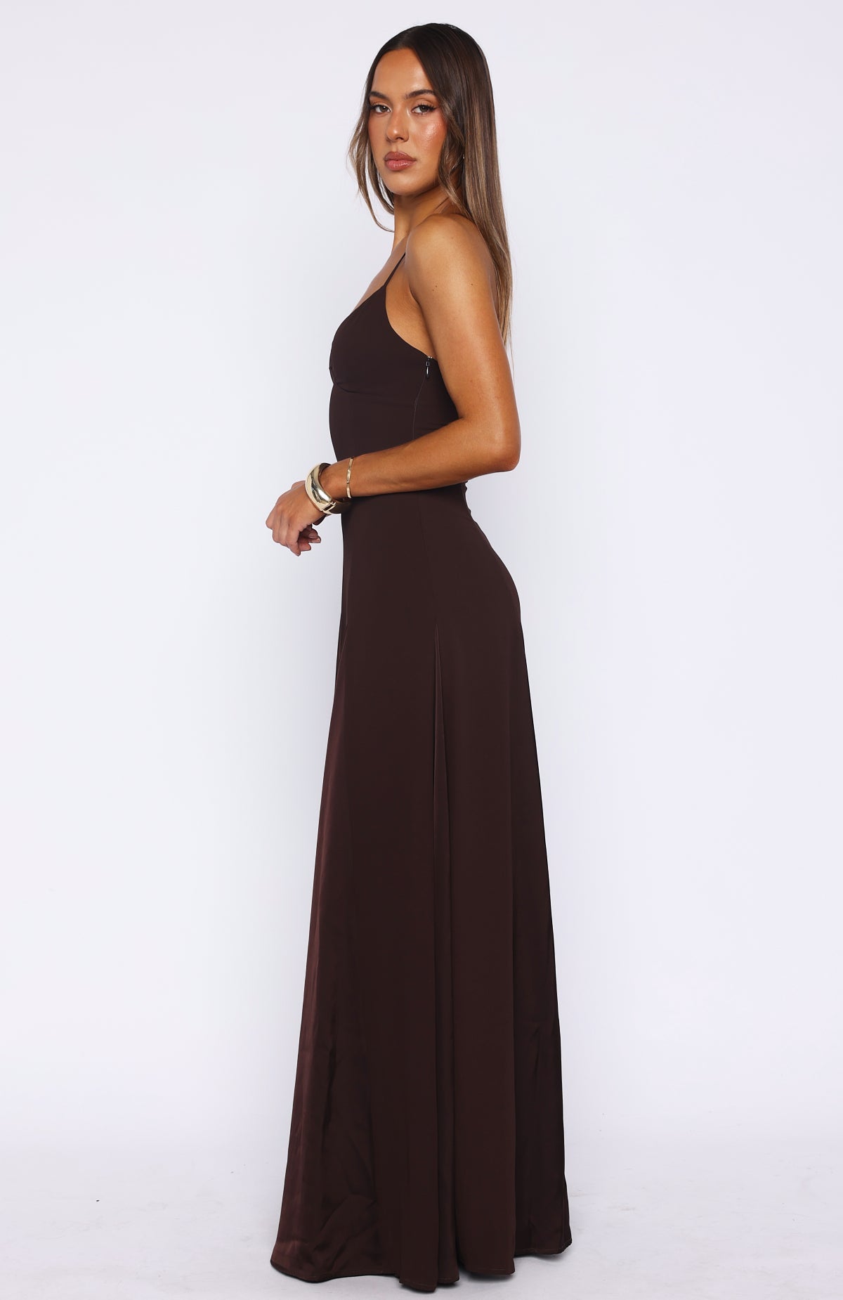 Trending Afterparty Elegance Maxi Dress Chocolate
