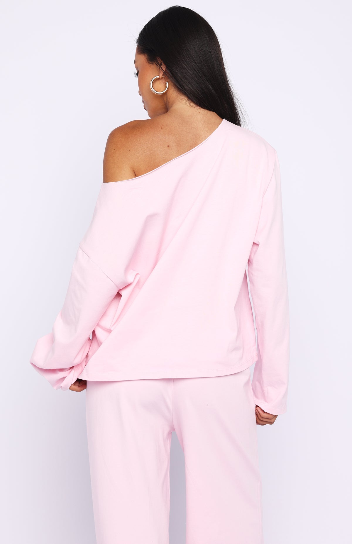 Trending All A Dream Off Shoulder Oversized Long Sleeve Tee Pink