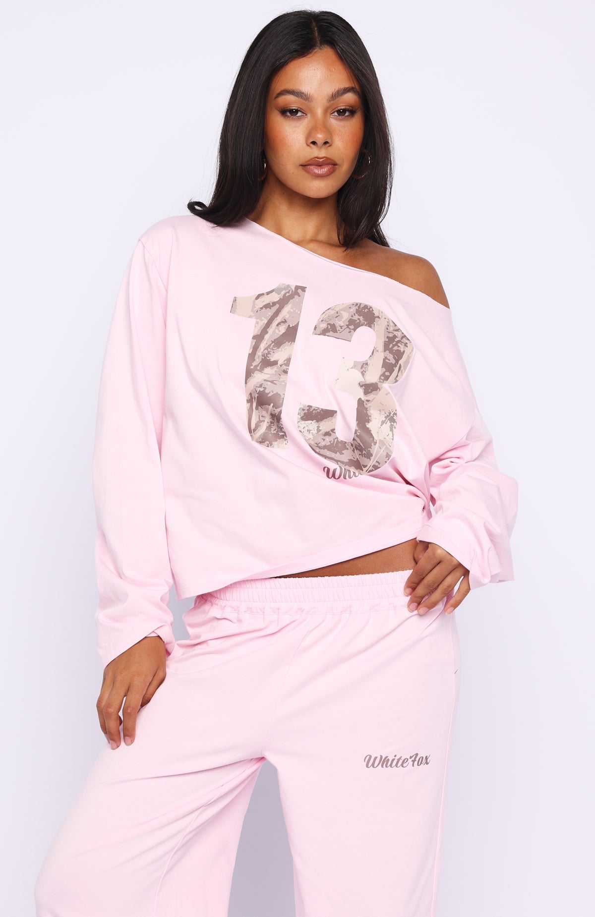 Trending All A Dream Off Shoulder Oversized Long Sleeve Tee Pink