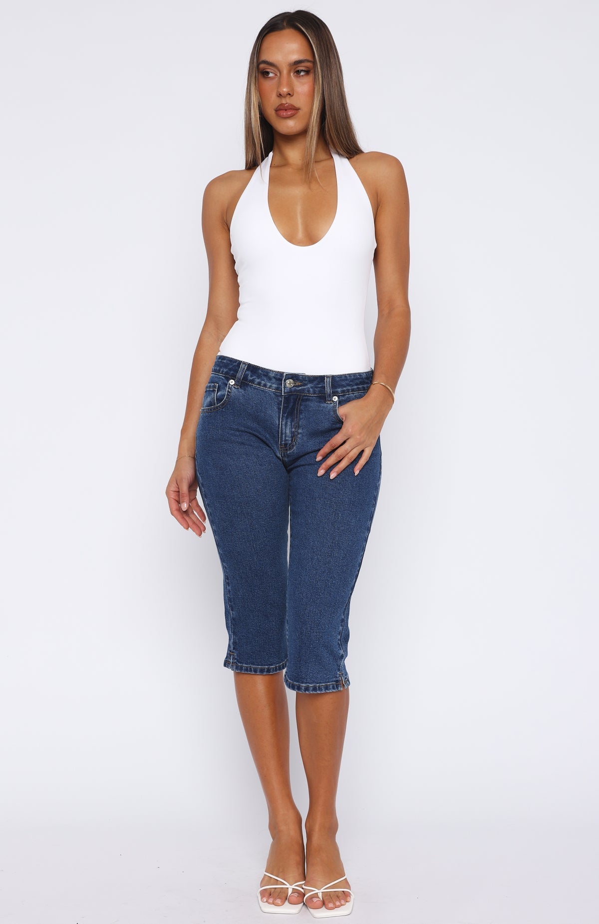 Trending Annie Low Rise Capri Jeans Dark Blue