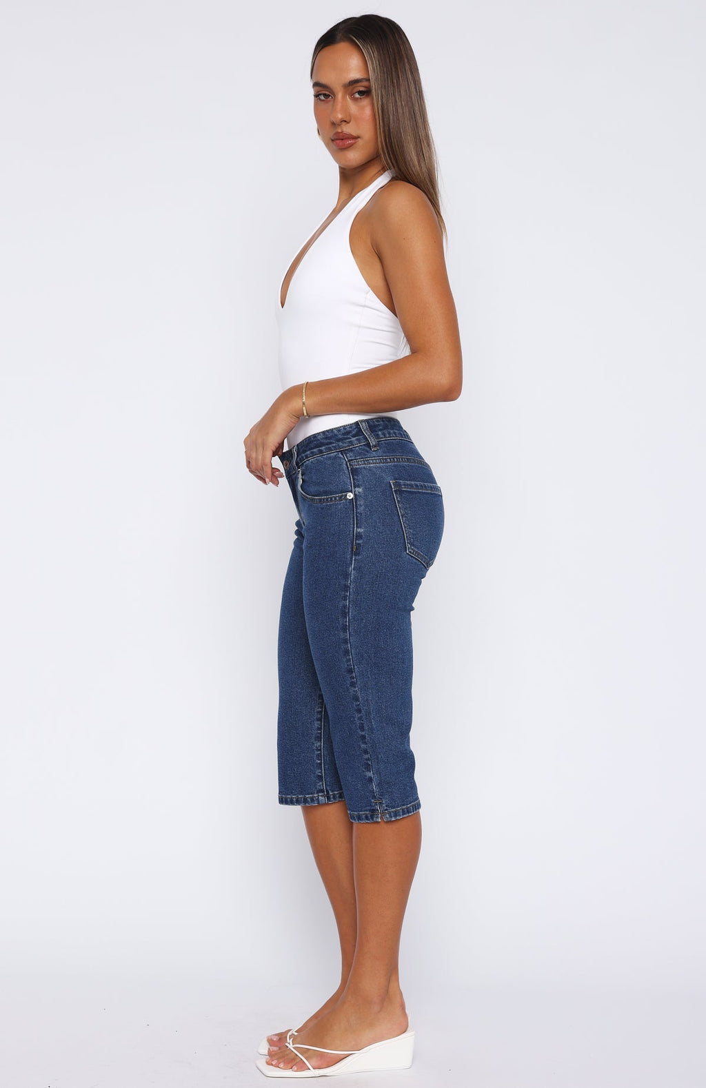 Trending Annie Low Rise Capri Jeans Dark Blue
