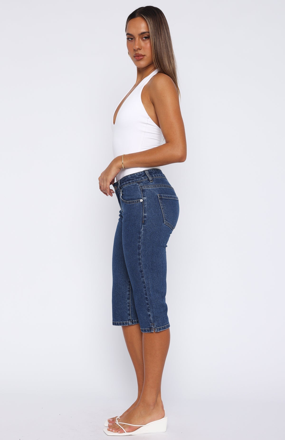 Trending Annie Low Rise Capri Jeans Dark Blue