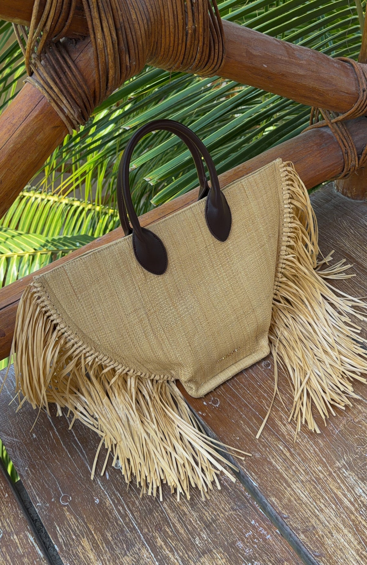 Trending Aoife Top Handle Straw Bag ChocolateNatural