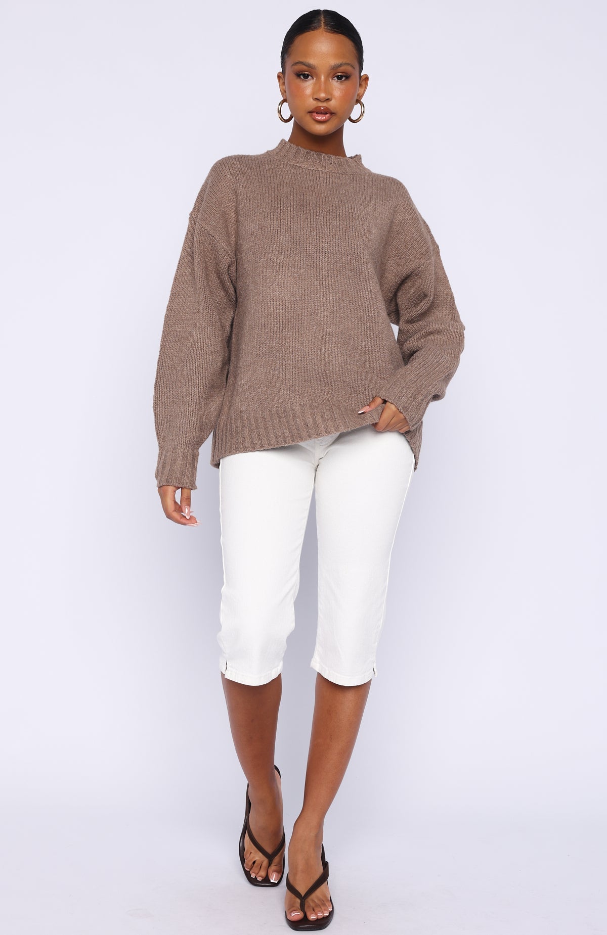 Trending Apres Ski With Me Knit Sweater Taupe