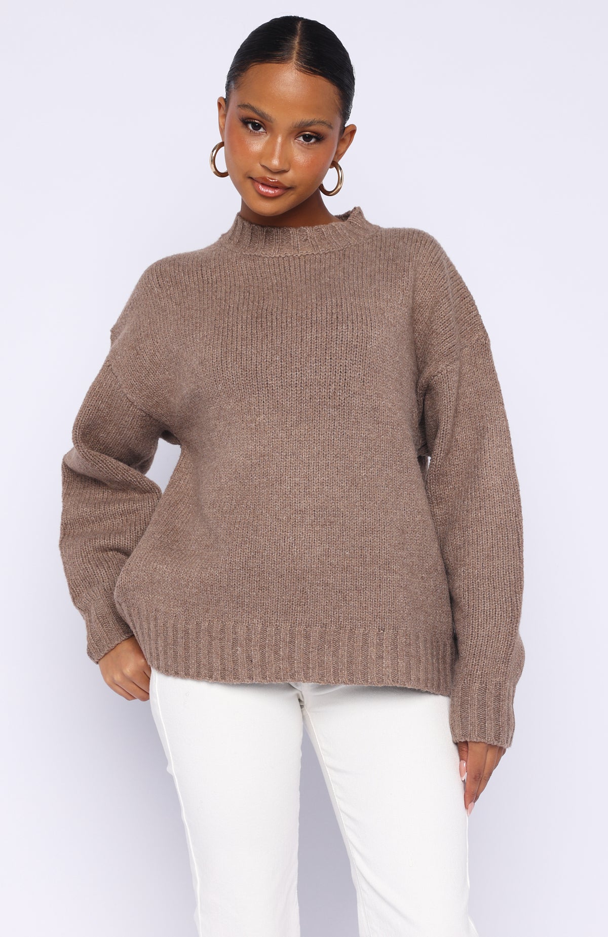 Trending Apres Ski With Me Knit Sweater Taupe