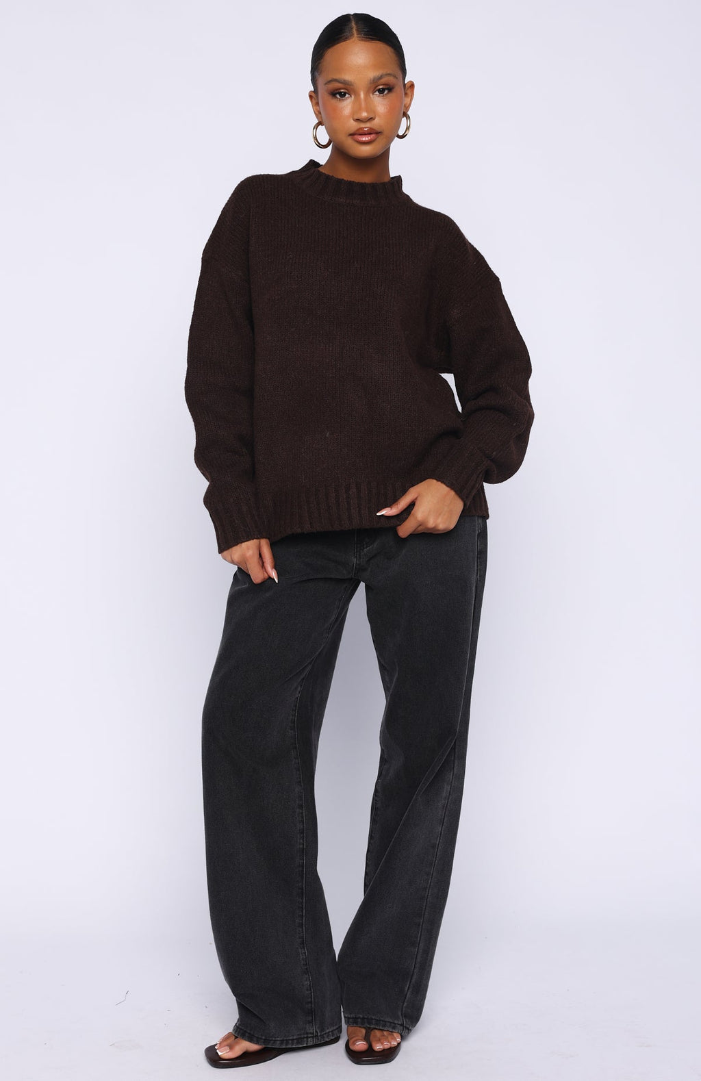 Trending Apres Ski With Me Knit Sweater Chocolate