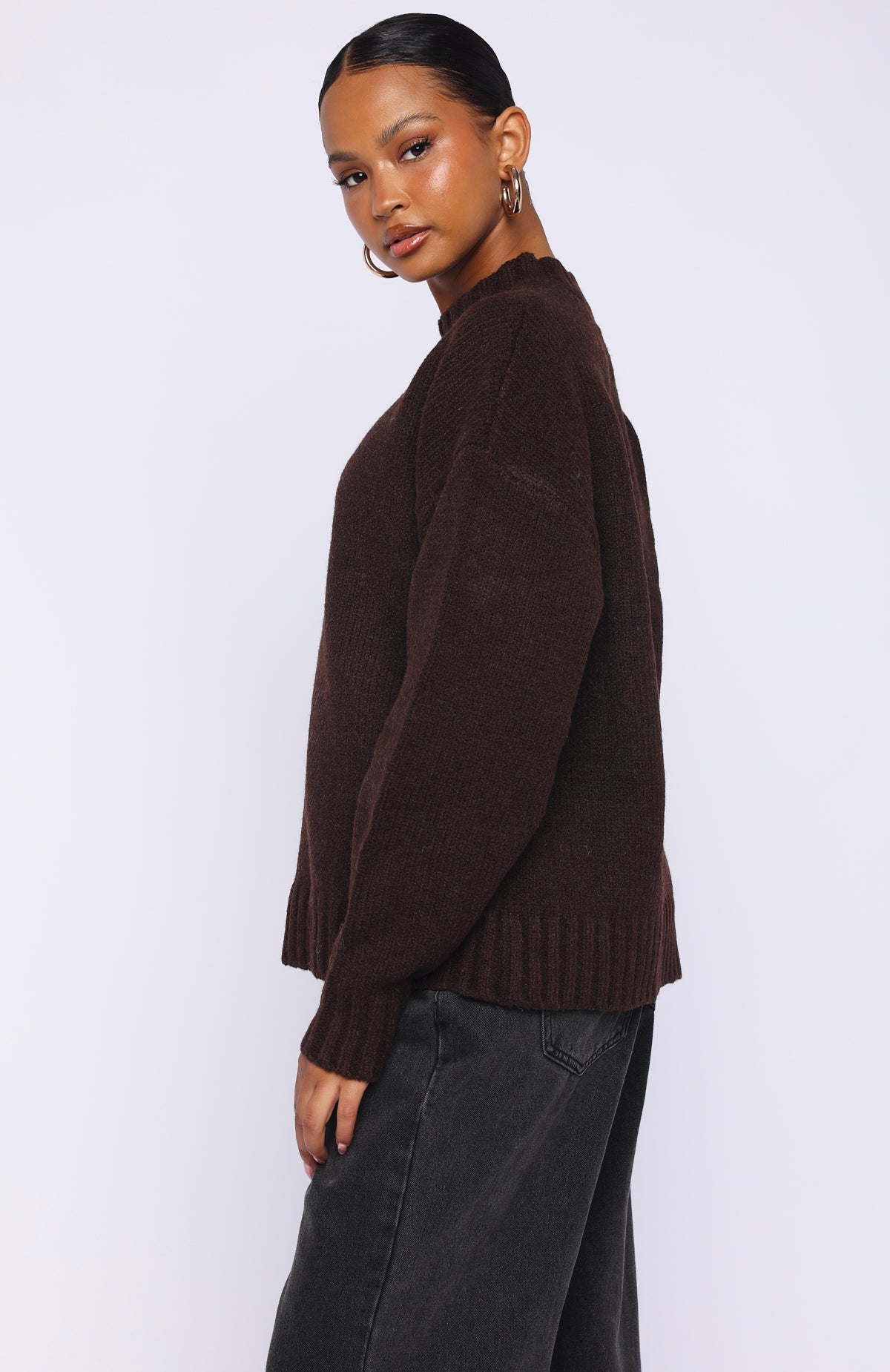Trending Apres Ski With Me Knit Sweater Chocolate