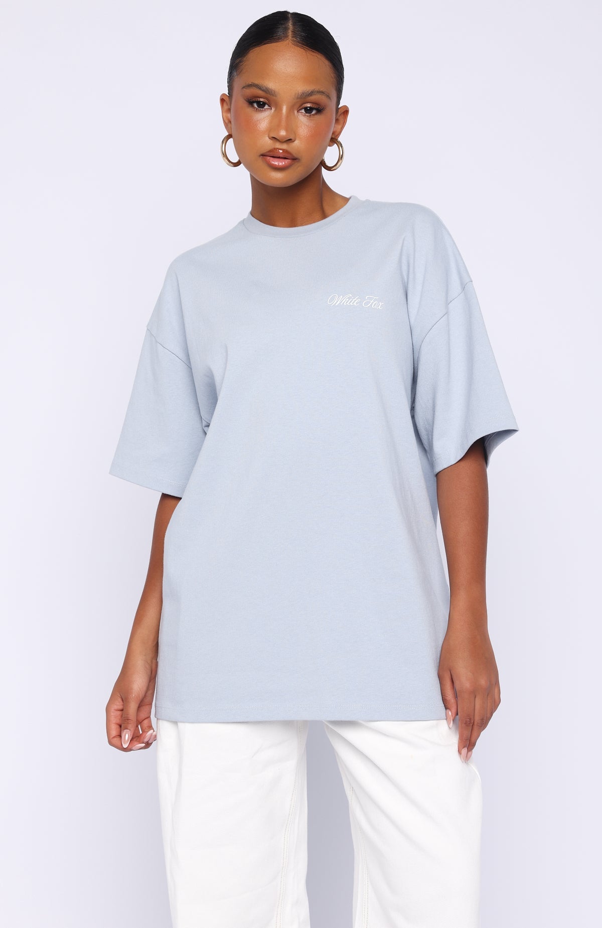 Trending At Second Glance Oversized Tee Light Blue
