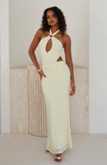 Trending Beautiful Inside Out Halter Maxi Dress Lemon