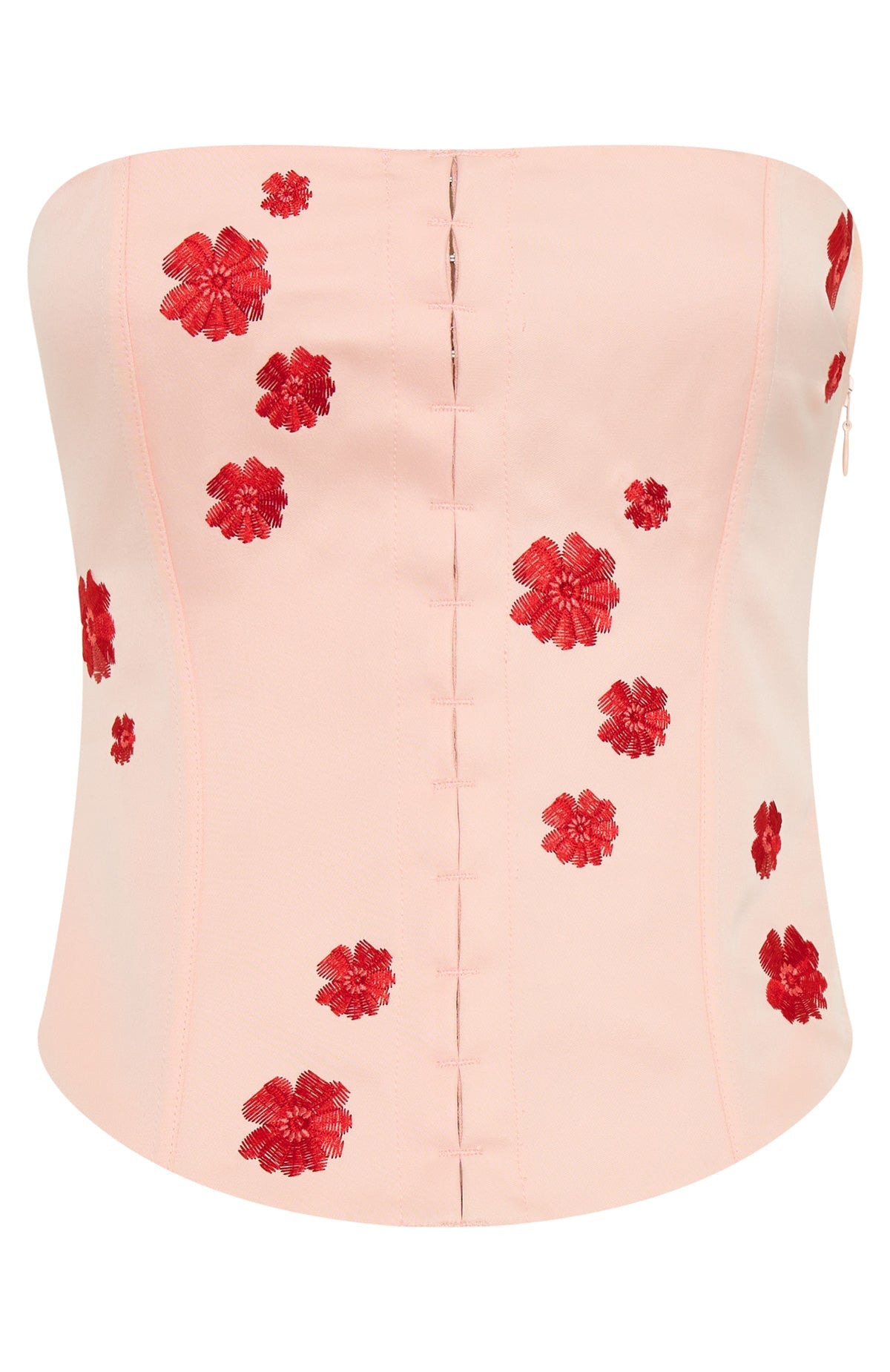 Trending Beyond Me Strapless Embroidered Bustier Pink