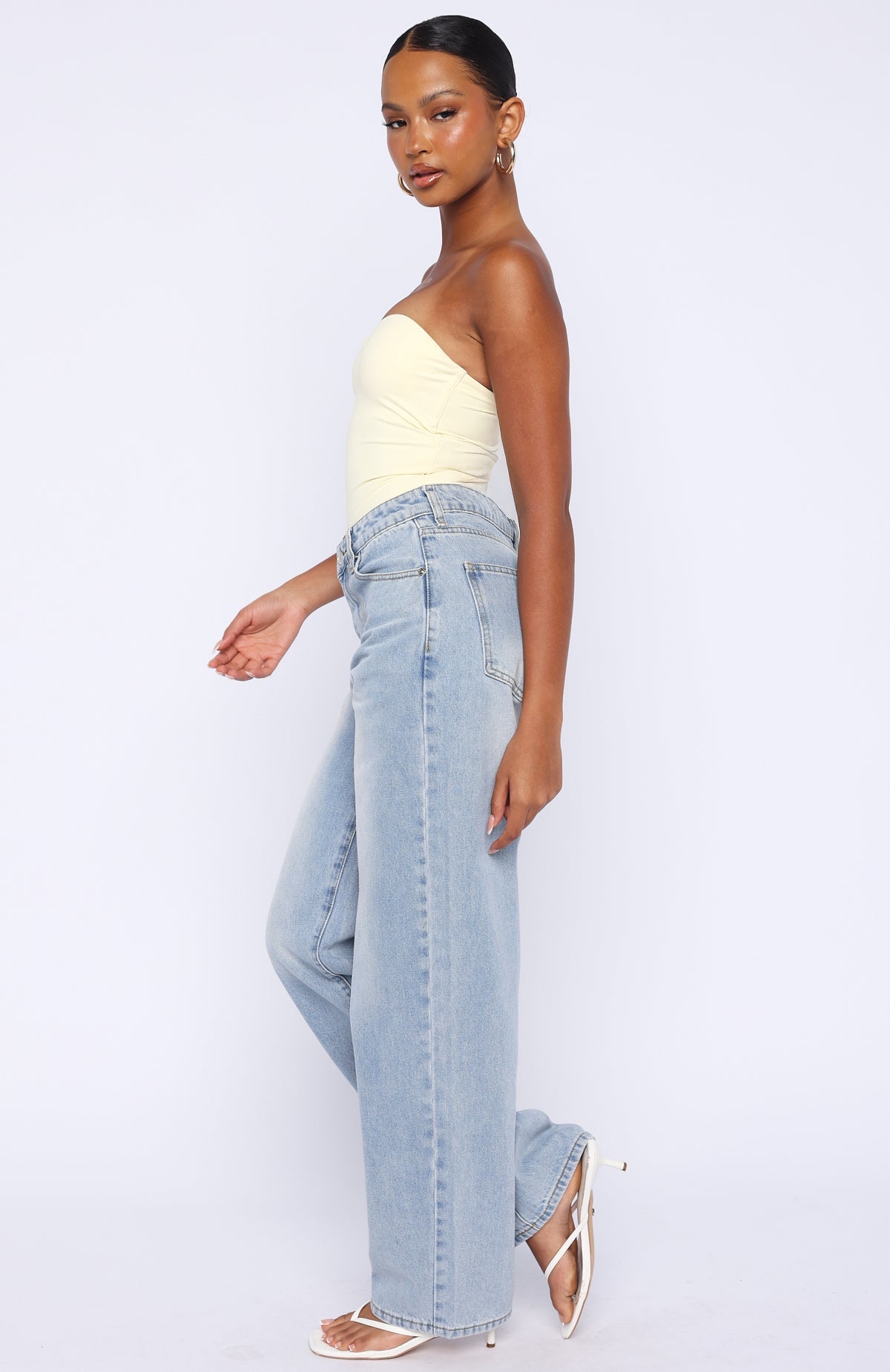 Trending Born To Shine High Waisted Barrel Jeans Light Blue Wash