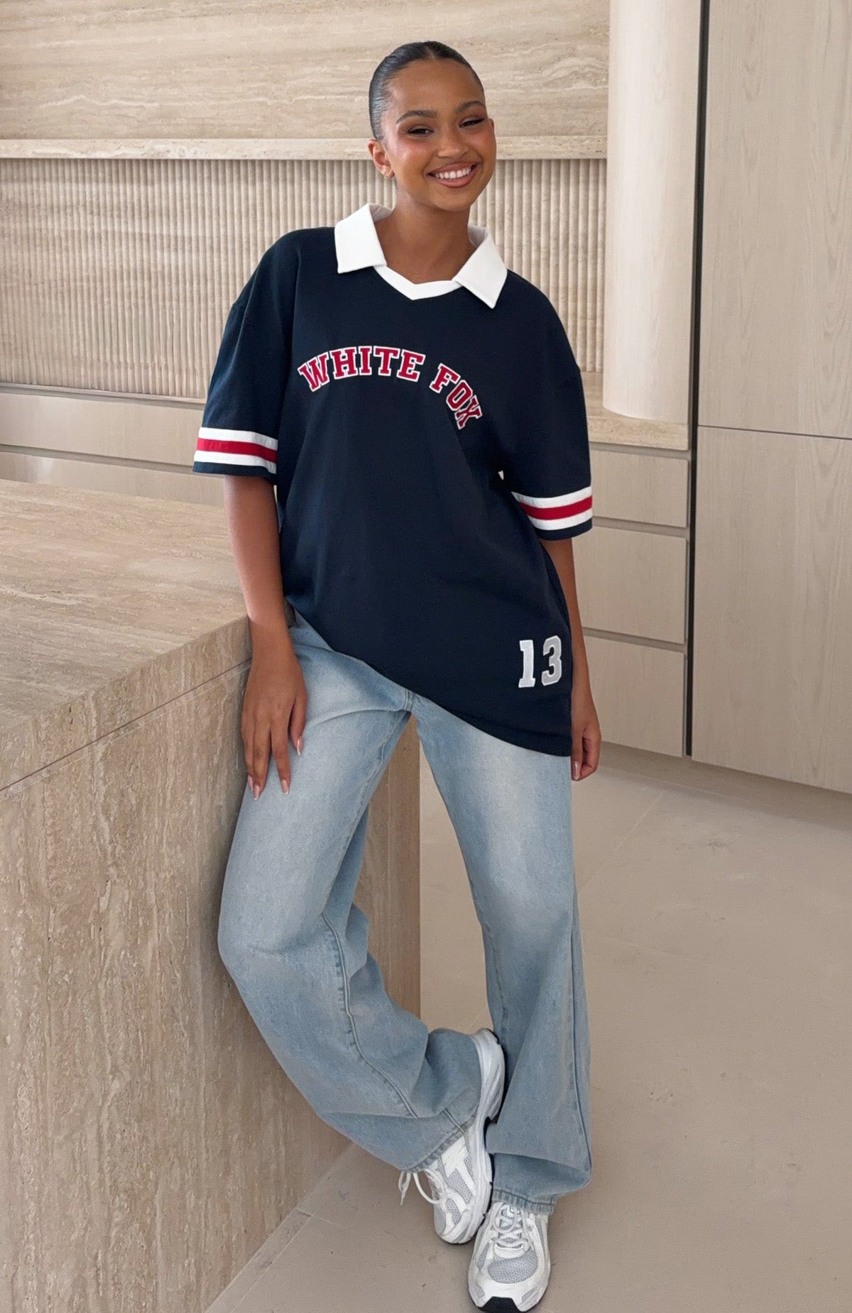 Trending Break It Up Oversized Jersey Navy