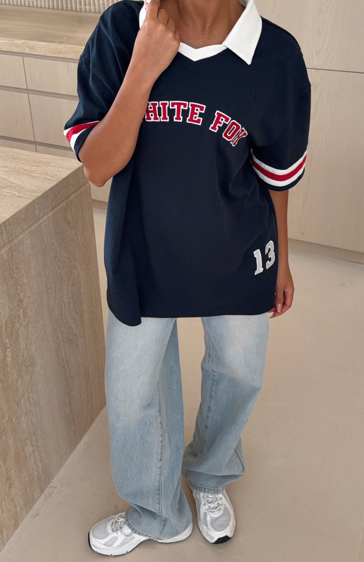 Trending Break It Up Oversized Jersey Navy