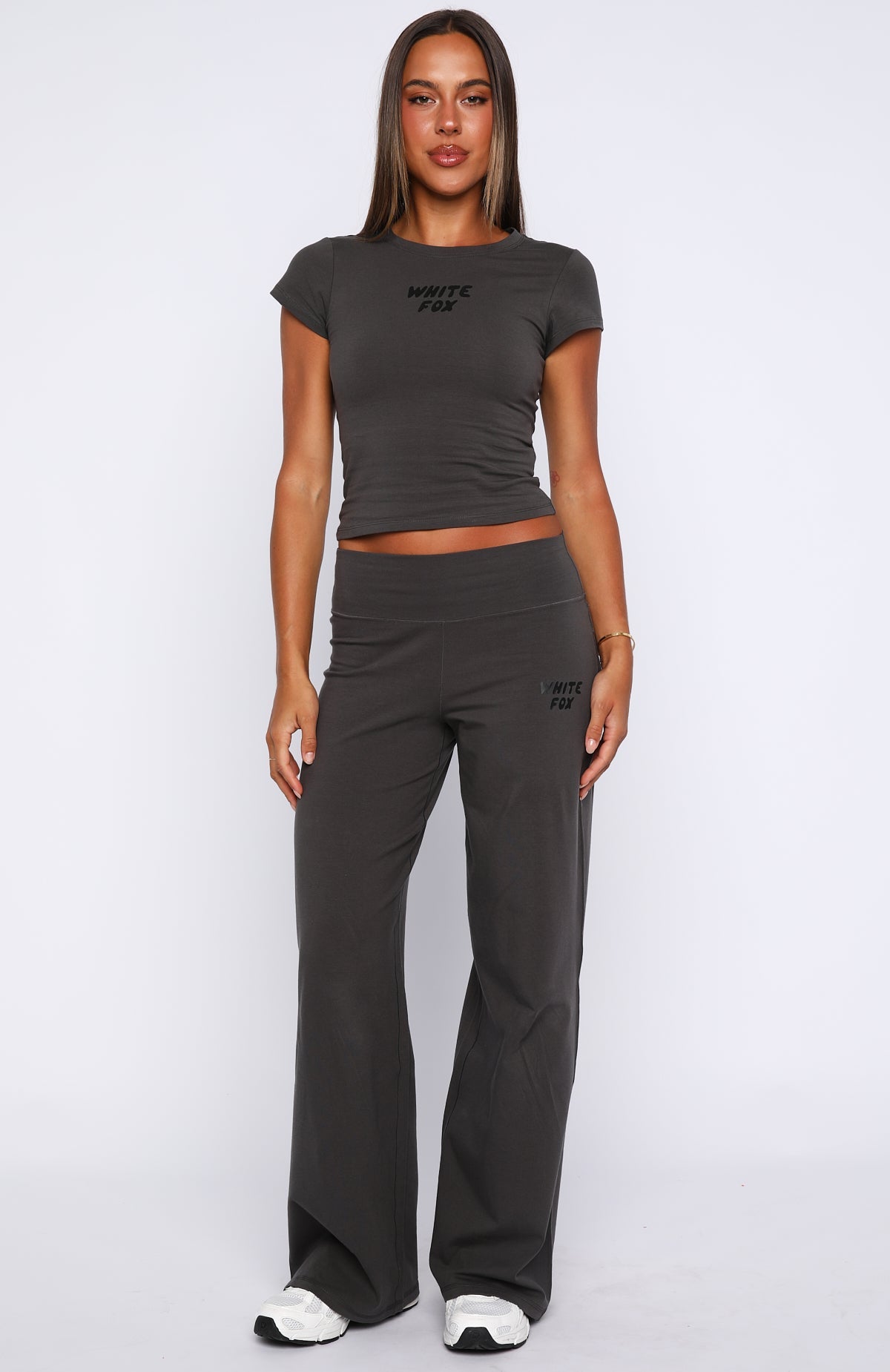 Trending Break The Records Baby Tee Charcoal