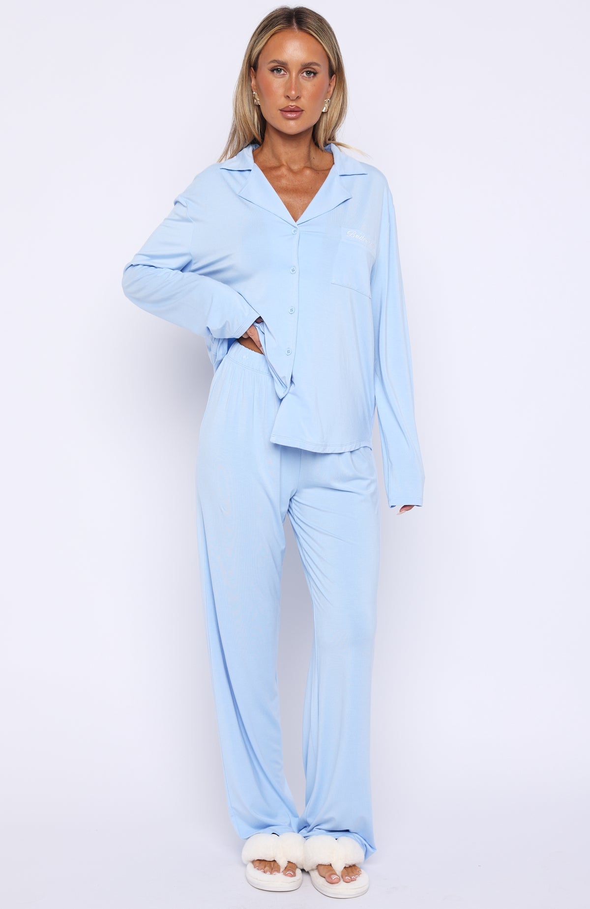 Trending Bridal Party Long Sleeve Pyjama Set Baby Blue