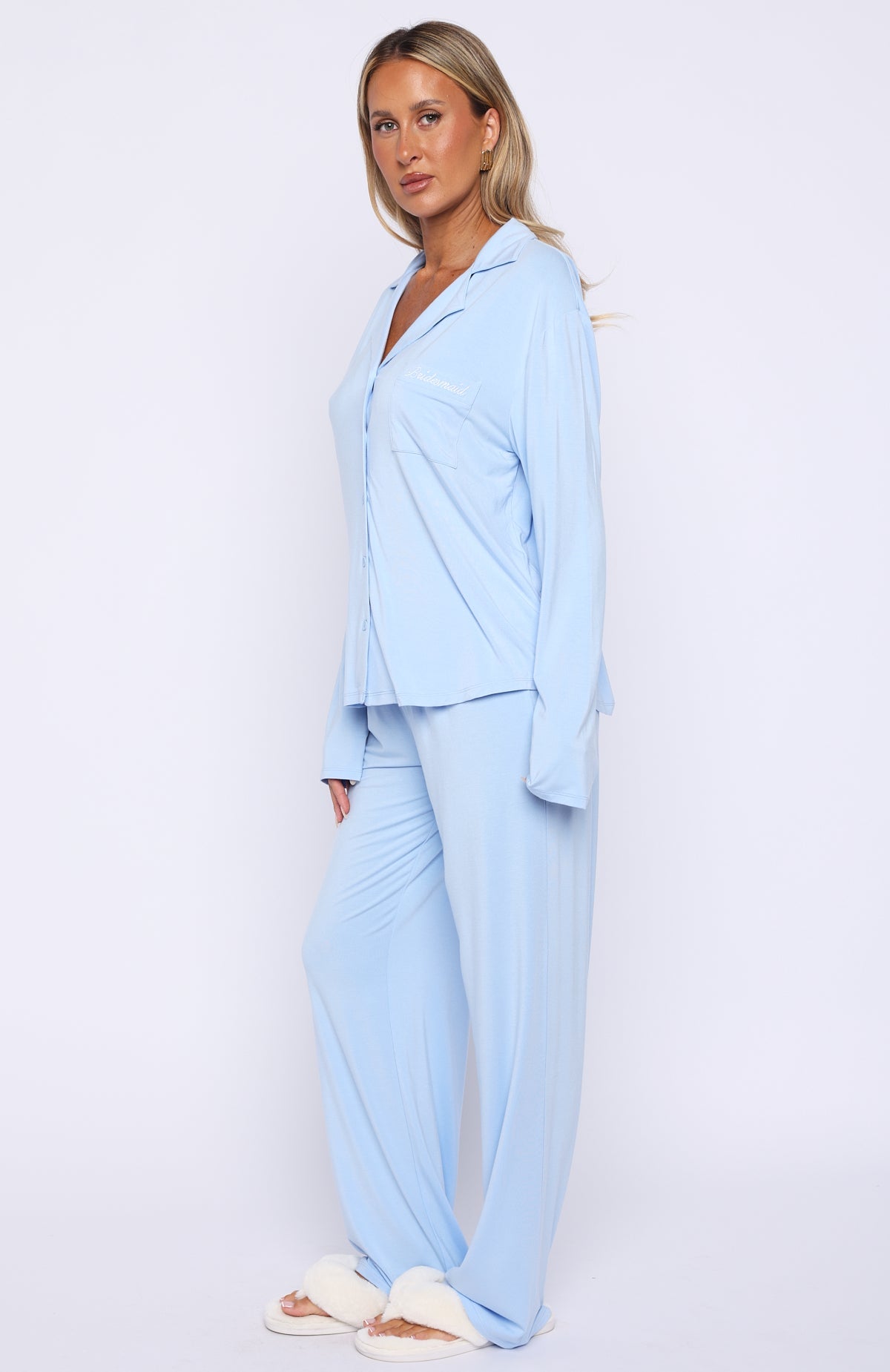 Trending Bridal Party Long Sleeve Pyjama Set Baby Blue
