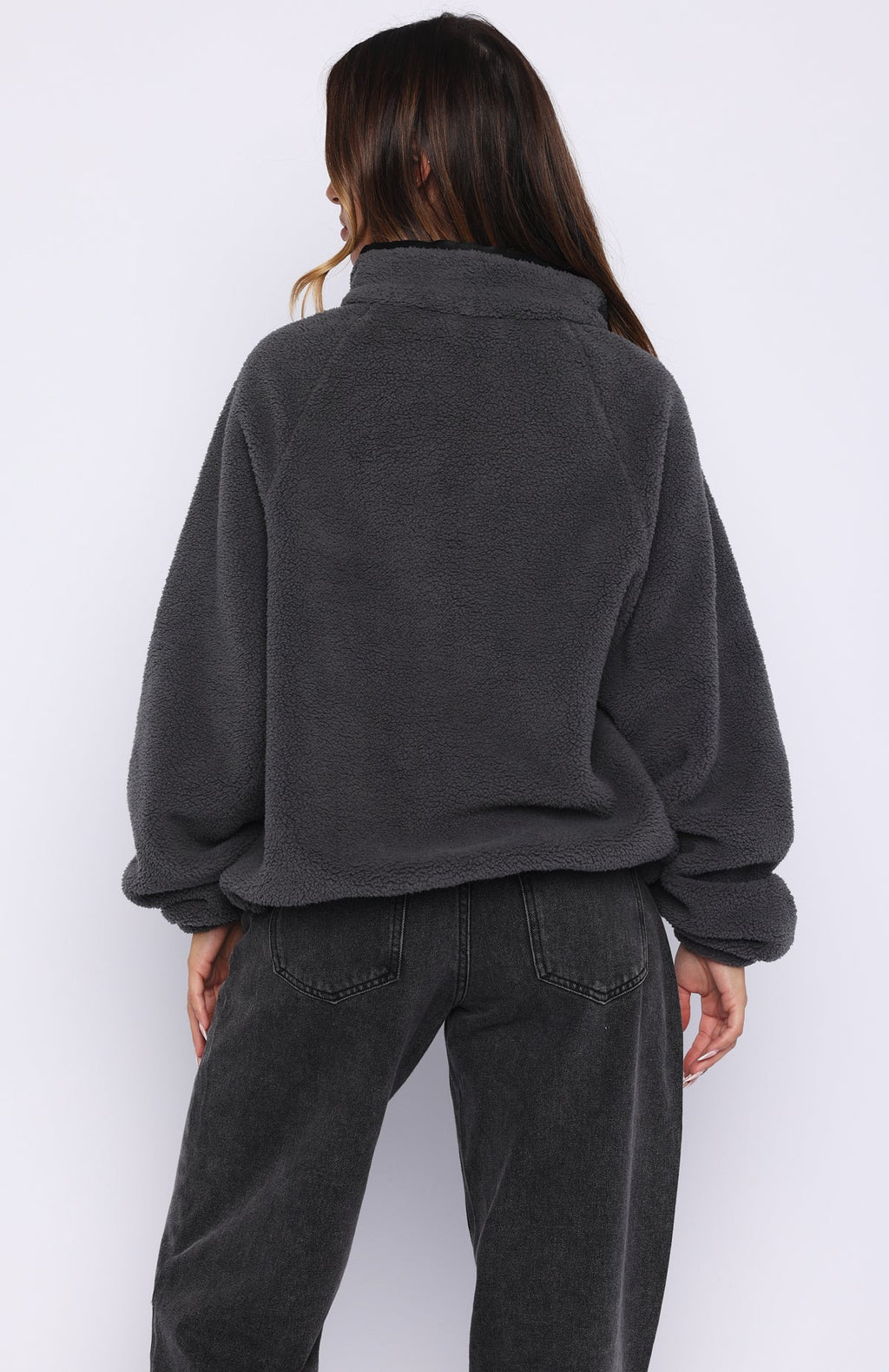 Trending Calm Before The Storm Zip Front Fleece Sweater Charcoal