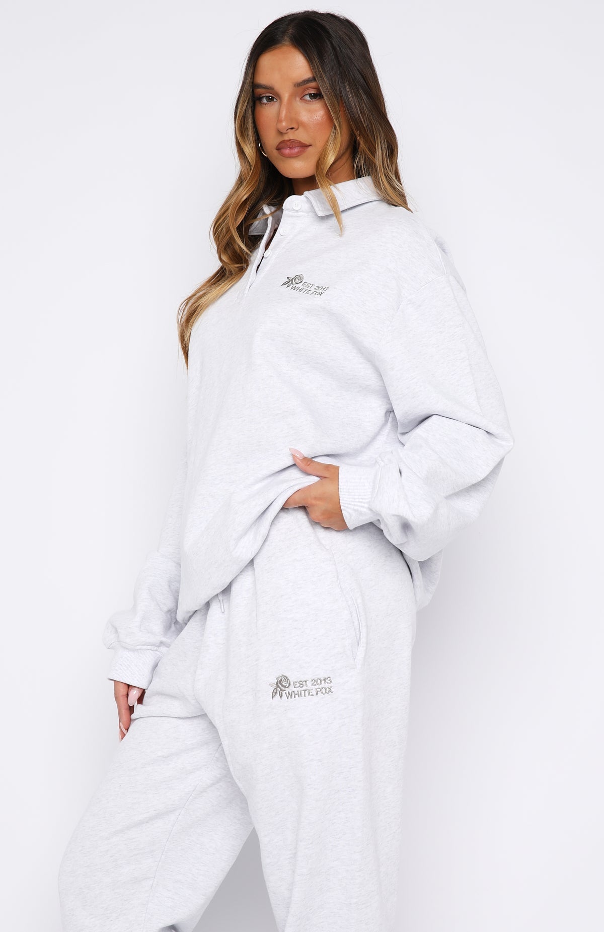 Trending Cant Be Changed Oversized Henley Sweater Grey Marle