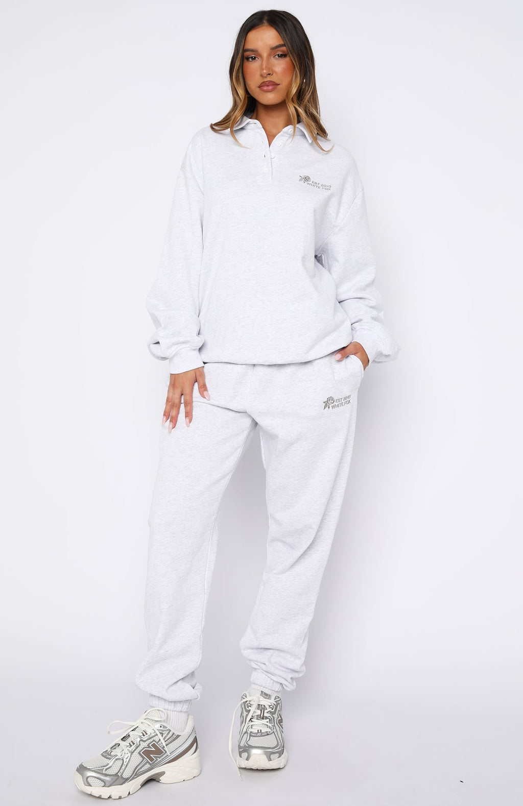 Trending Cant Be Changed Oversized Henley Sweater Grey Marle