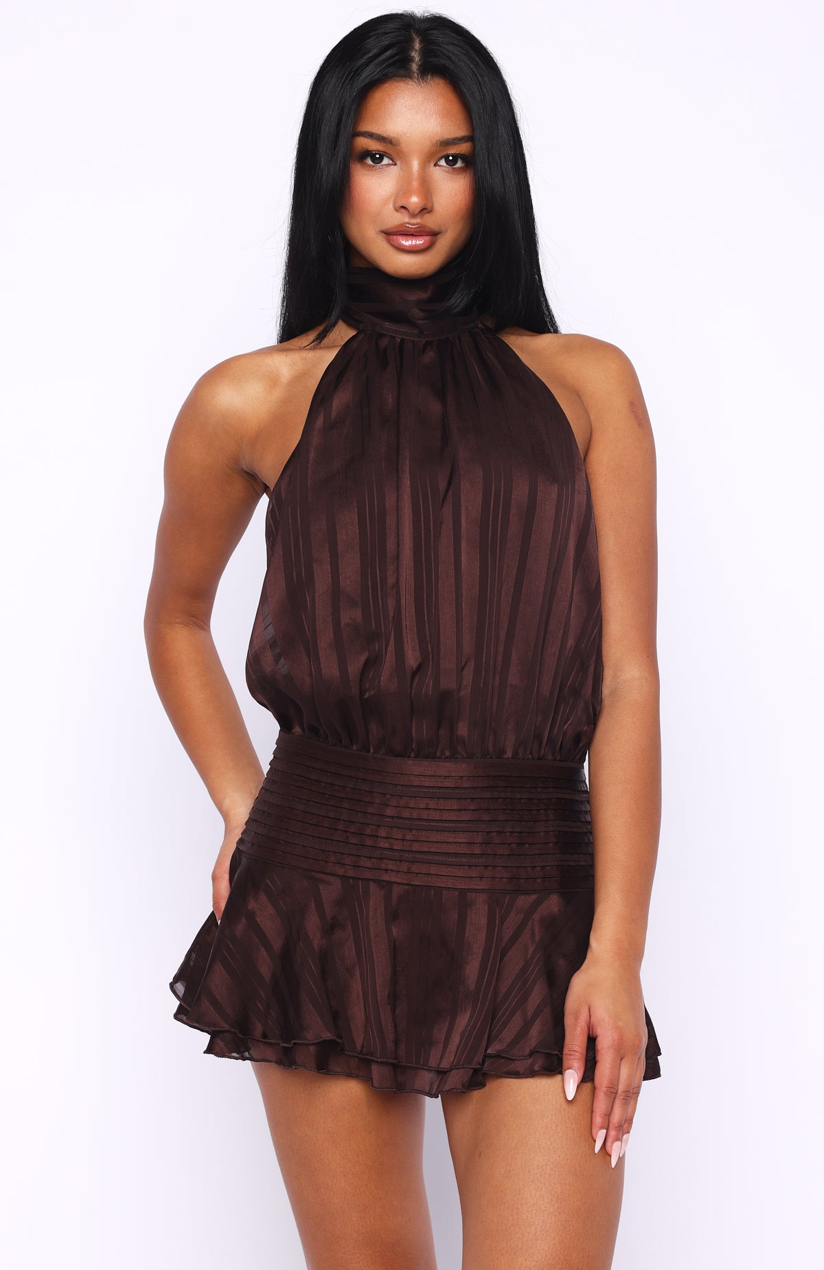 Trending Captivate My Focus Mini Dress Chocolate