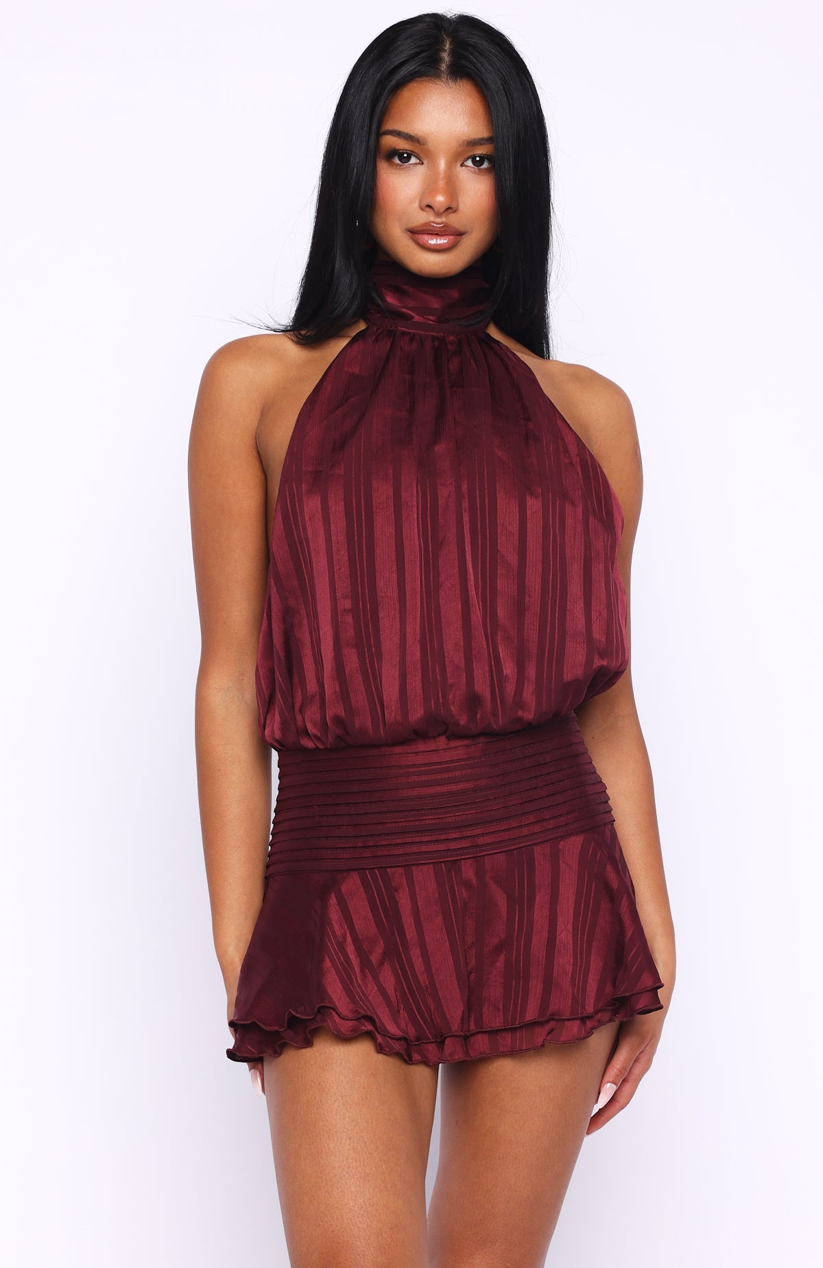 Trending Captivate My Focus Mini Dress Wine