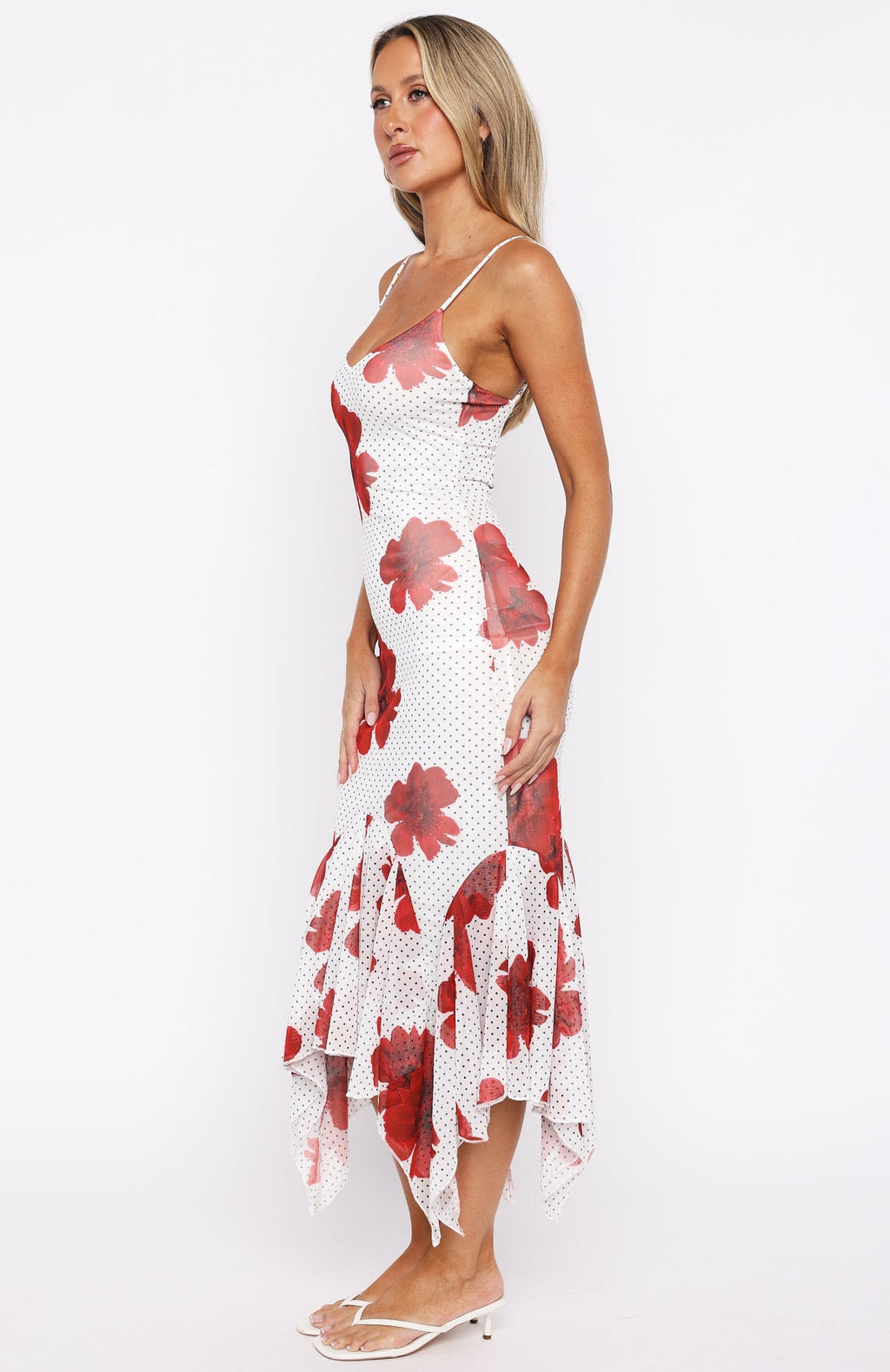 Trending Castaway Midi Dress White Scarlet Bloom