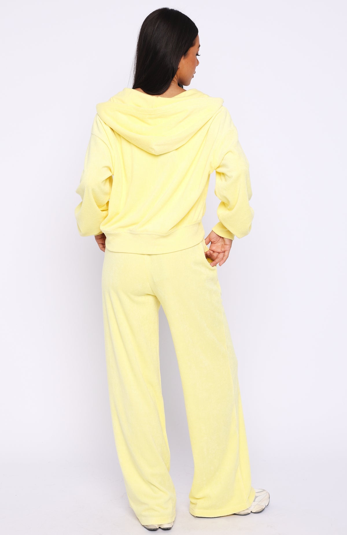 Trending Causing Commotion Terry Wide Leg Sweatpants Lemon