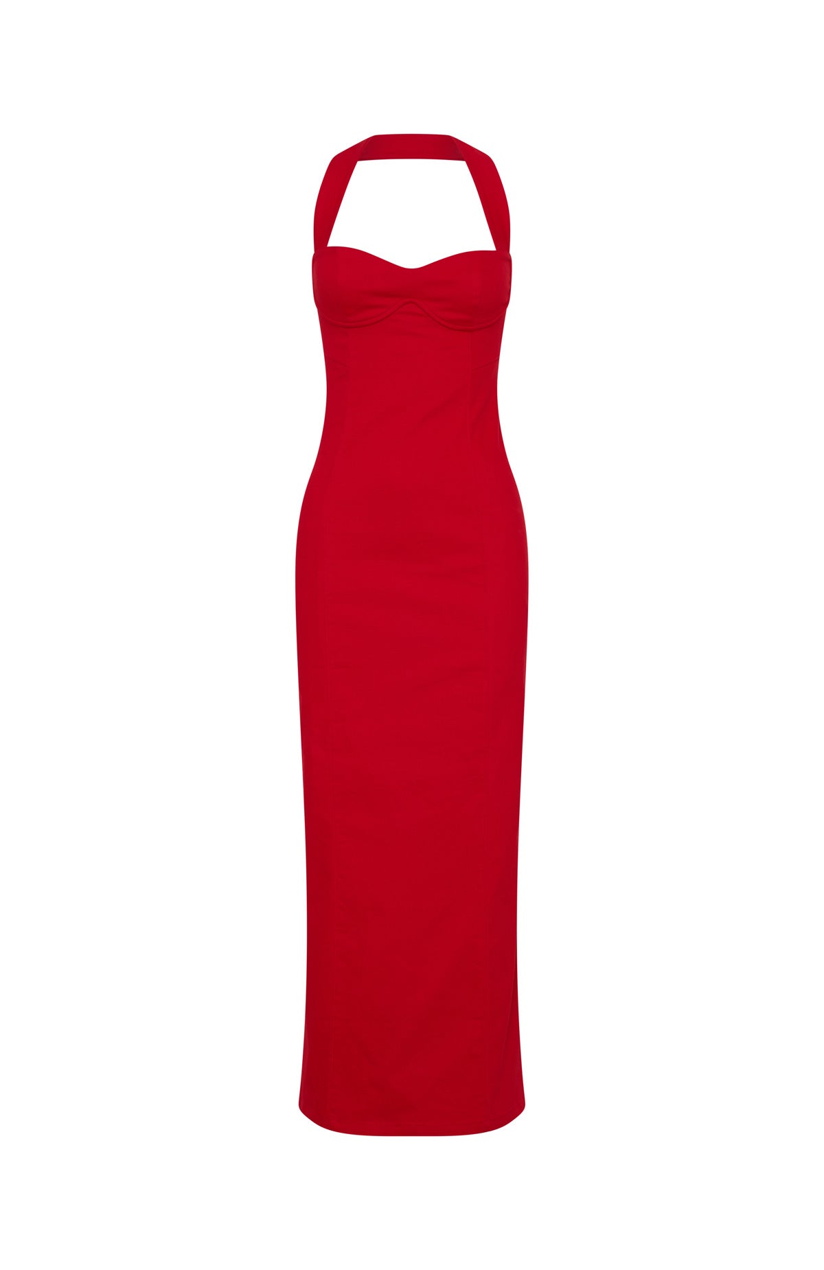 Trending Champagne High Halter Maxi Dress Red
