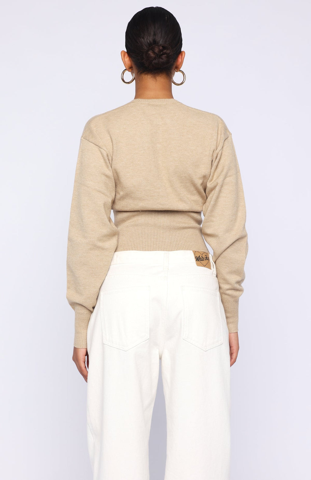Trending Cindy Cinched Knit Top Beige