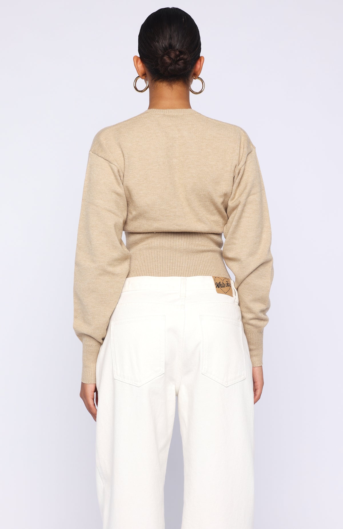 Trending Cindy Cinched Knit Top Beige