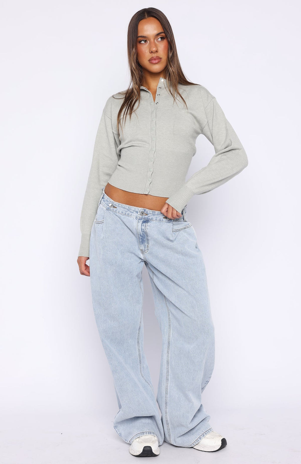 Trending Cindy Cinched Knit Top Grey