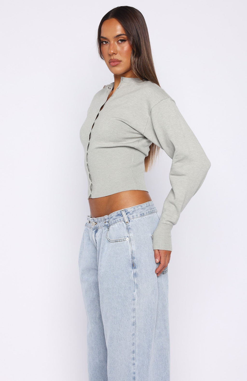 Trending Cindy Cinched Knit Top Grey