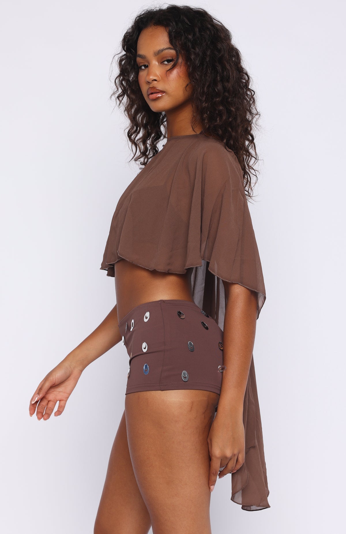 Trending Solar Shade Sequin Shorts Toasted Coconut