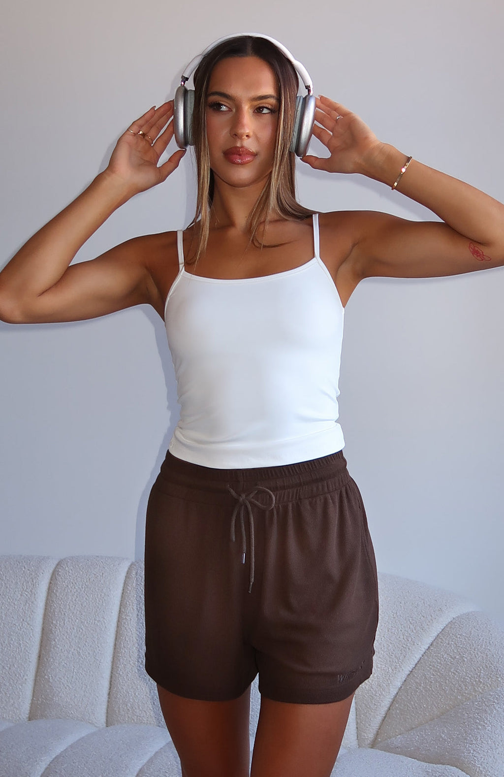 Trending Come A Long Way Soft Lounge Ribbed Shorts Chocolate